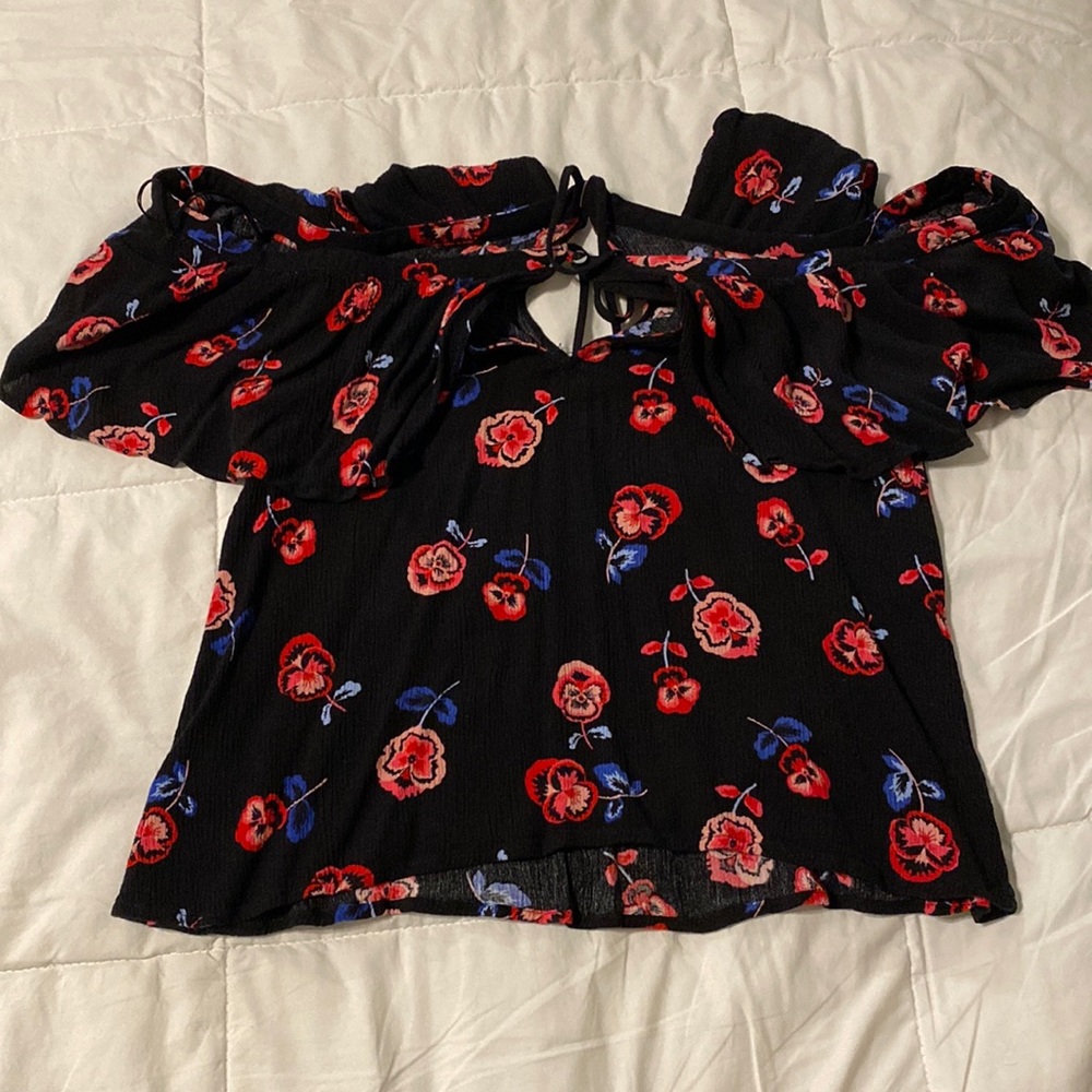Black shirt with flower pattern